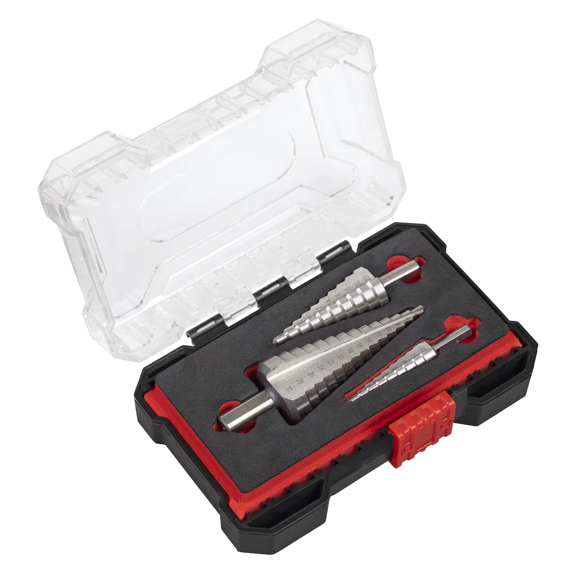 Sealey AK4746 | Straight Flute HSS 4341 Step Drill Bit Set 3pc