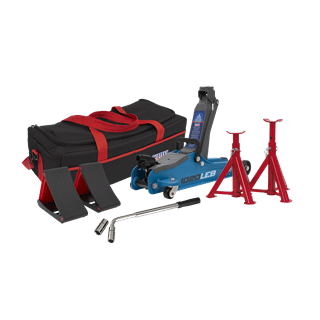 Sealey 1020LEBBAGCOMBO | Low Entry Short Chassis Trolley Jack & Accessories Bag Combo, 2 Tonne - Blue
