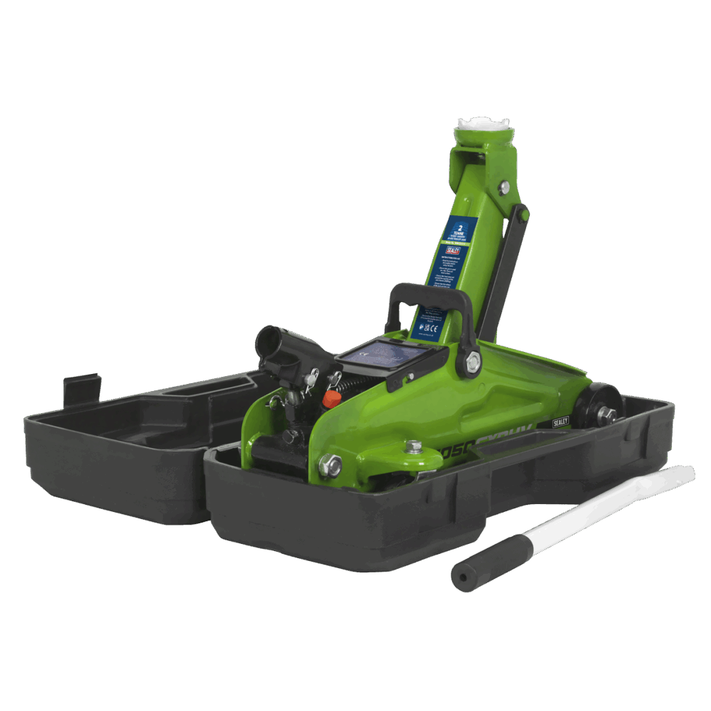 Sealey 1050CXDHV | Short Chassis Trolley Jack with Storage Case 2 Tonne - Green