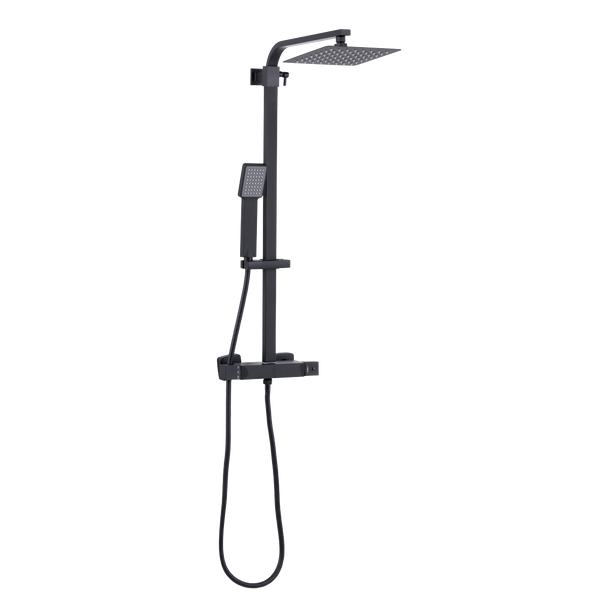 Sealey DH317 | Thermostatic Shower Mixer Set, 20x20cm Square Head, Adjustable Rail - Black