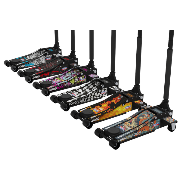 Sealey 2000CB  |  Low Entry Custom Design Trolley Jack with Rocket Lift 2 Tonne - Black