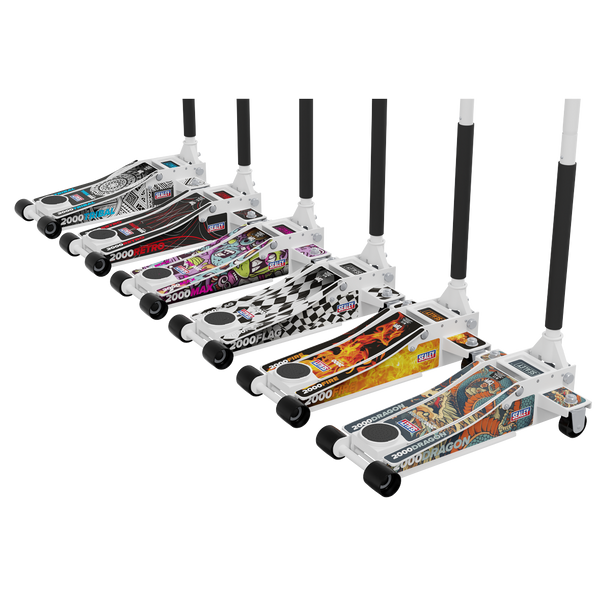 Sealey 2000CW  |  Low Entry Custom Design Trolley Jack with Rocket Lift 2 Tonne - White
