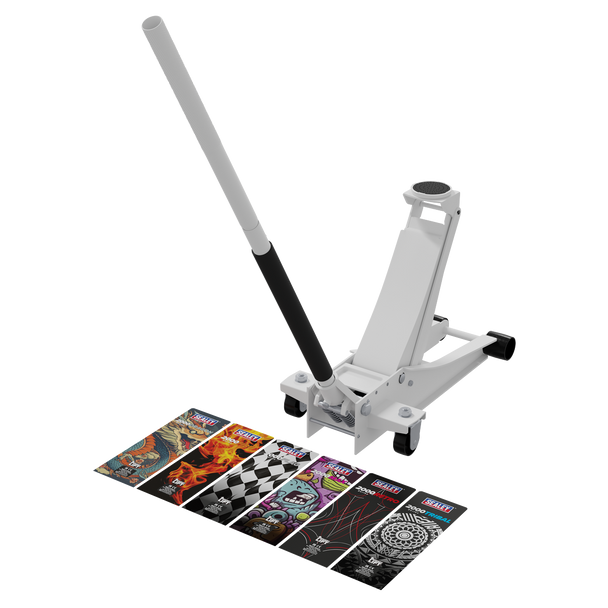 Sealey 2000CW  |  Low Entry Custom Design Trolley Jack with Rocket Lift 2 Tonne - White