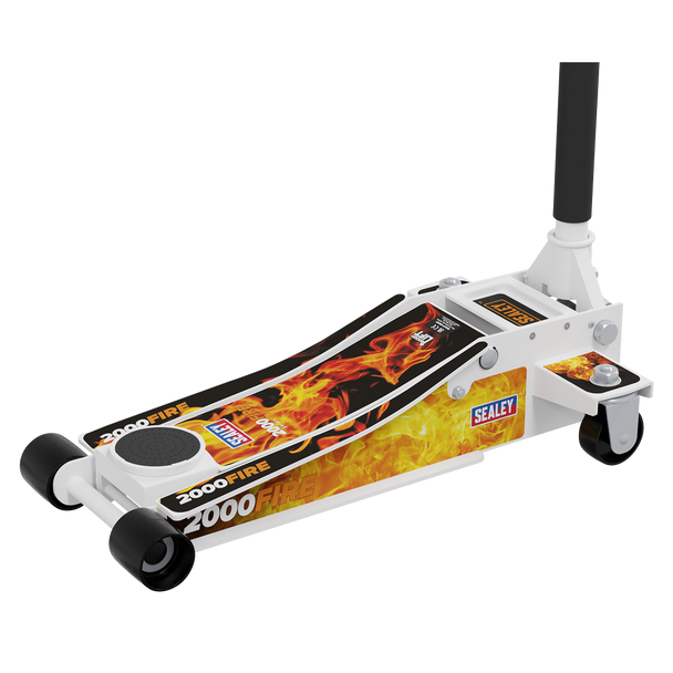 Sealey 2000CW  |  Low Entry Custom Design Trolley Jack with Rocket Lift 2 Tonne - White