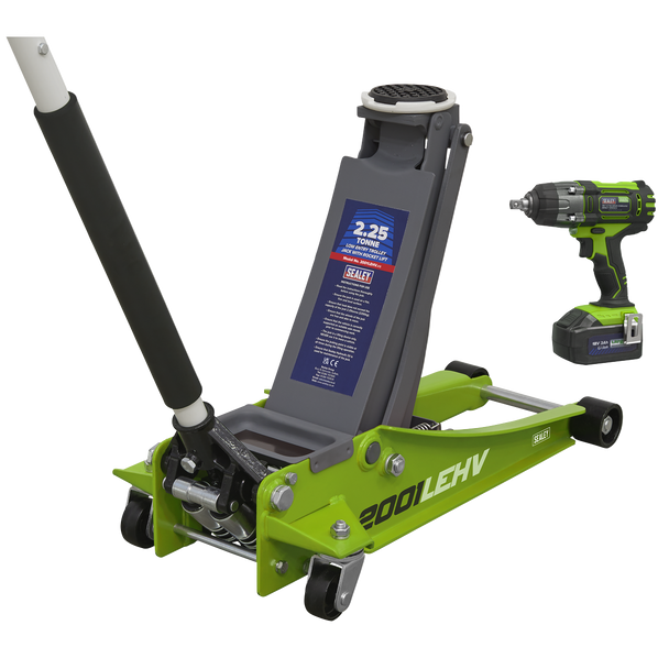Sealey 2001LEHVCOMBO  |  Trolley Jack & Cordless Impact Wrench Combo - Green