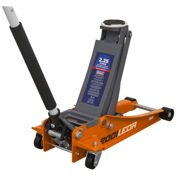 Sealey 2001LEOR  |  Low Profile Trolley Jack with Rocket Lift 2.25 Tonne - Orange