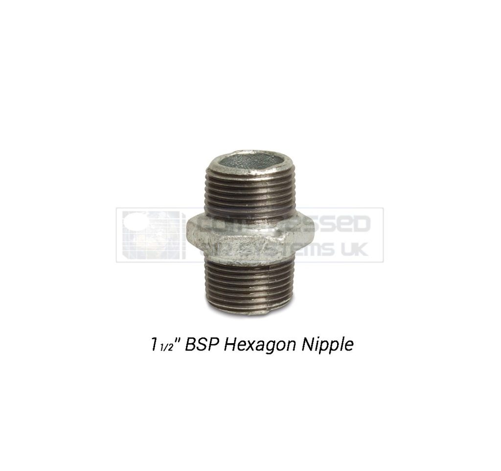 1 1/2" BSP Galvanized Hexagon Nipple