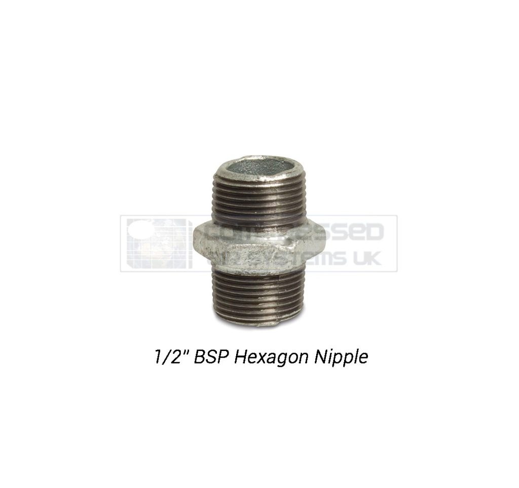 1/2" BSP Galvanized Hexagon Nipple