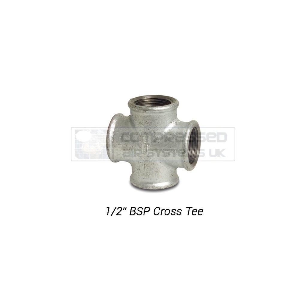 1/2" BSP Galvanized Cross Tee