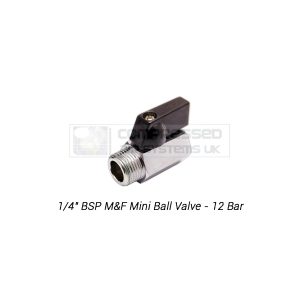 1/4" Bsp Mini Ball Valve - Type: Male x Female Lever Ball Valve BLACK