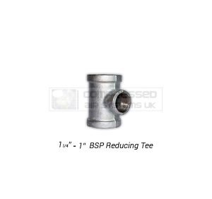 1 1/4" - 1" BSP Galvanized Reducing Tee