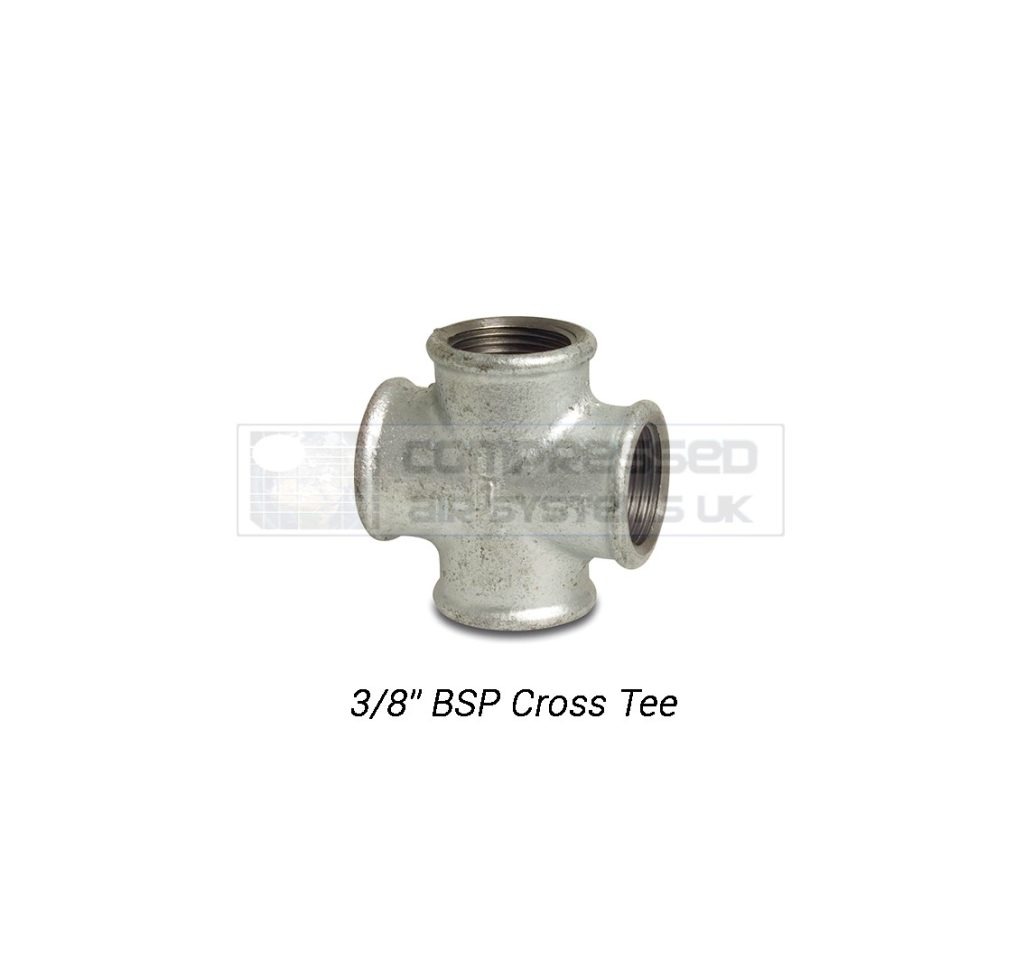 3/8" BSP Galvanized Cross Tee