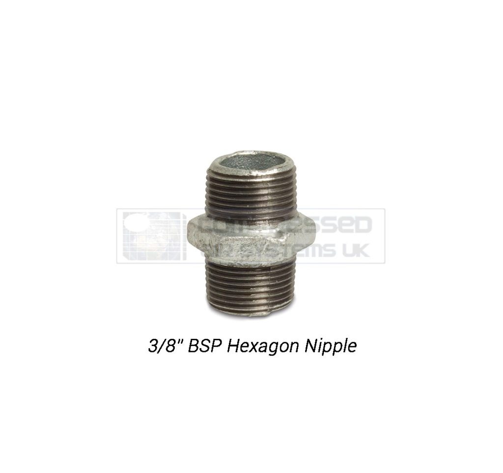 3/8" BSP Galvanized Hexagon Nipple
