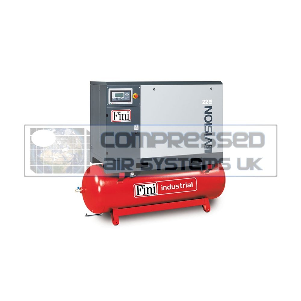 Vision Series (Range from 7.5 - 22 KW) - up to 97 CFM Available - With Dryer + Pre & Final Filter & Receiver