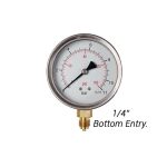 Pressure Gauge | 1/4" Glycerine Filled - Bottom Entry/ gpg-14bote200