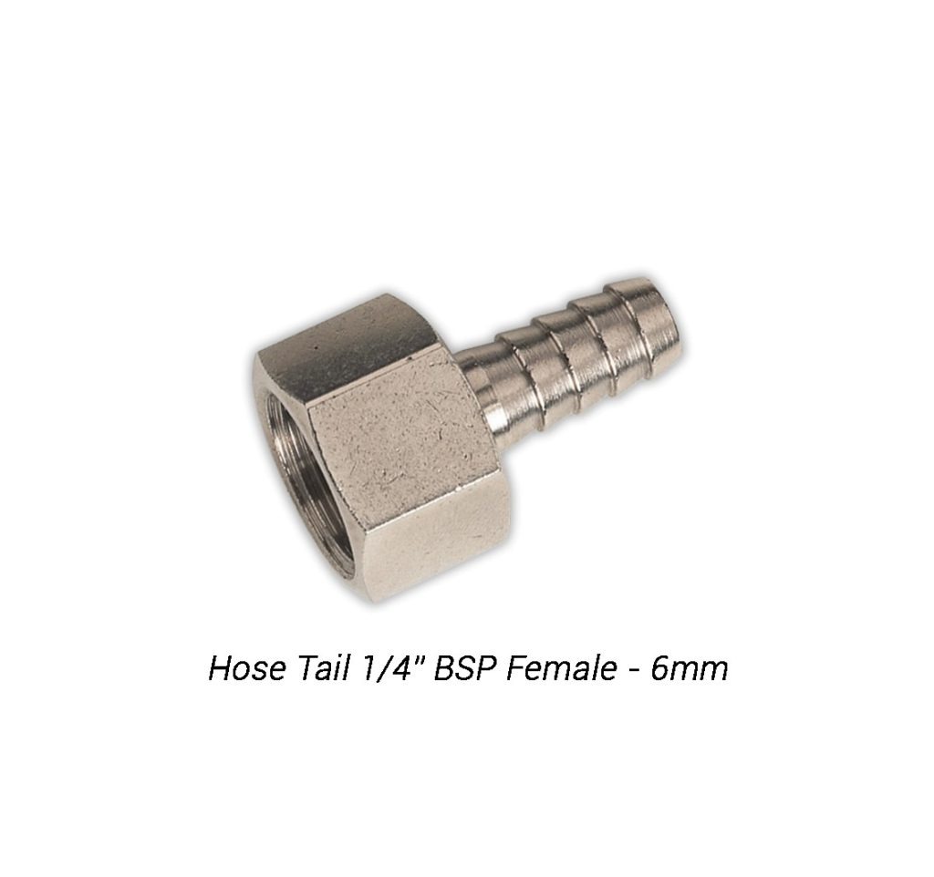 Hose Tail 1/4" Female Bsp - 6mm Hose Barb