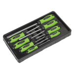 Sealey HV002 | Premier Hammer-Thru Screwdriver Set 8pc - Hi-Vis Green