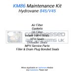KM86 Maintenance Kit Manufactured to fit: Hydrovane 845/V45