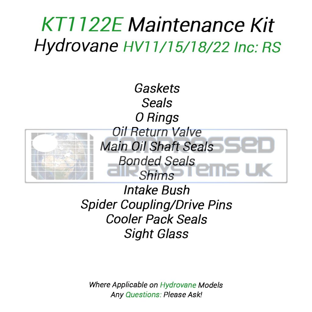 KT1122E Top Up (8000/ Overhaul) Kit Manufactured to Fit Hydrovane HV11/15/18/22 Inc RS