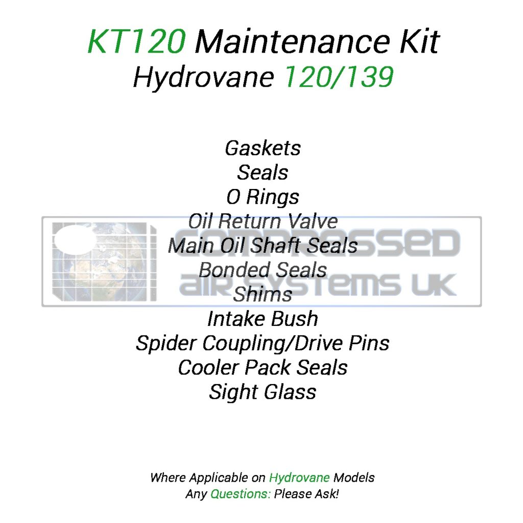 KT120 Top Up (8000/ Overhaul) Kit Manufactured to Fit Hydrovane 120/139