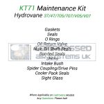 KT71 Top Up (8000/ Overhaul) Kit Manufactured to fit: Hydrovane 37/ 47/ 705/ 707/ V05/ V07