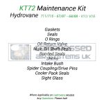 KT72 Top Up (8000/ Overhaul) Kit Manufactured to fit: Hydrovane 711/ 715 - 67/ 87 - 68/ 88, V11/ V15