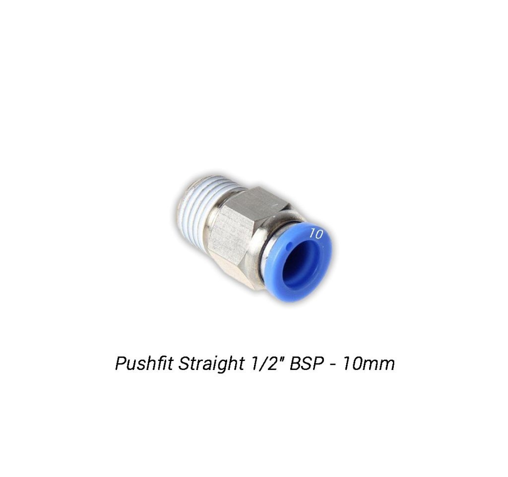 Pushfit Straight 1/2" to 10mm (Suitable for 10mm Nylon/ Polyurethane)