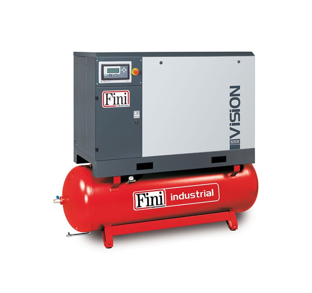 Fini VISION 18.508-500 ES | 97.1 CFM 8 Bar Receiver Mounted Air Compressor with Dryer + Pre & Final Filter