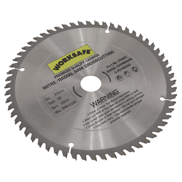 Sealey 25060 | Worksafe? TCT Saw Blade 250 x 30mm 60tpu