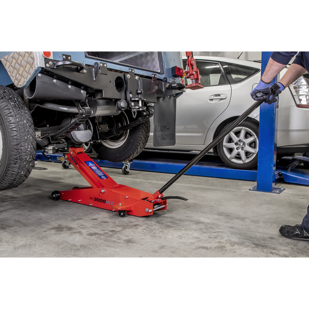 Sealey 3000HLC | Premier Long Reach High Lift Trolley Jack 3 Tonne