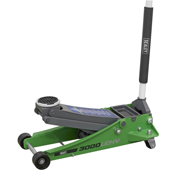 Sealey 3000LEHV | Low Profile Trolley Jack with Rocket Lift 3 Tonne - Green