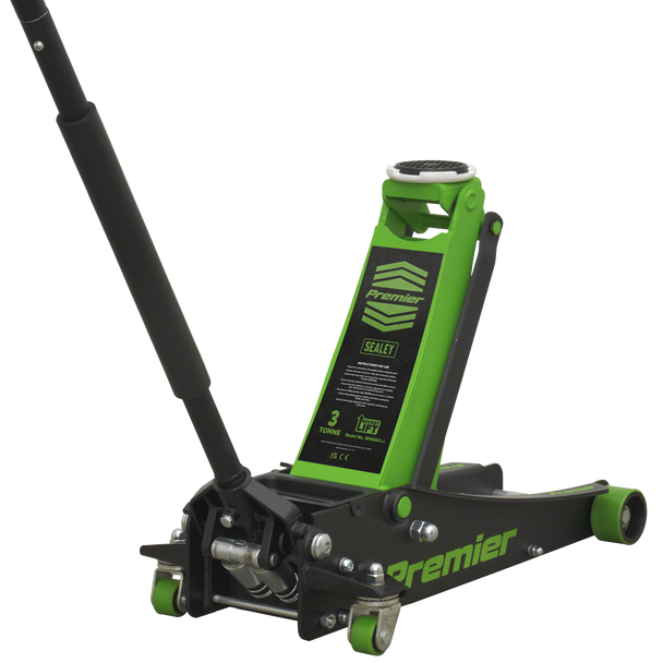 Sealey 3040AG | Premier Low Profile Trolley Jack with Rocket Lift 3 Tonne - Green