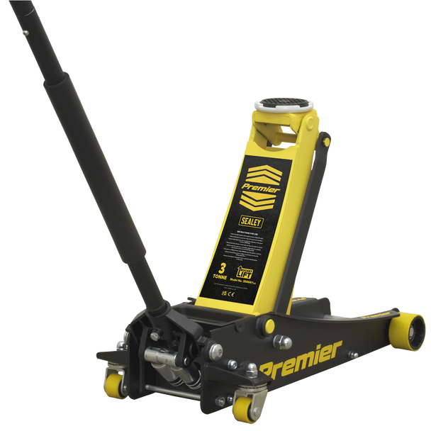 Sealey 3040AY | Premier Low Profile Trolley Jack with Rocket Lift 3 Tonne - Yellow