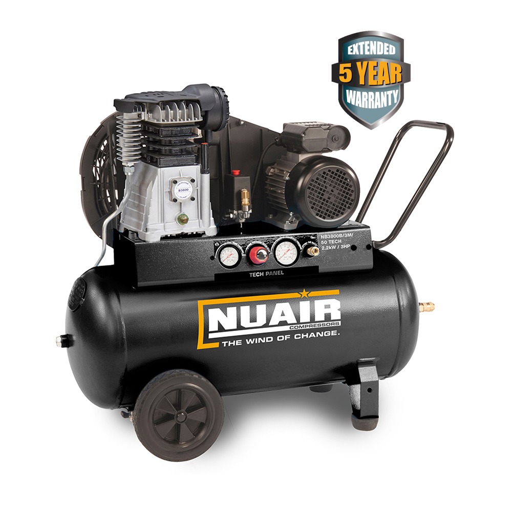 Nuair NB3800B/3M/50 Q TECH PRO UK (230 Volt) (13 Amp) | 13.06 CFM Piston Air Compressor