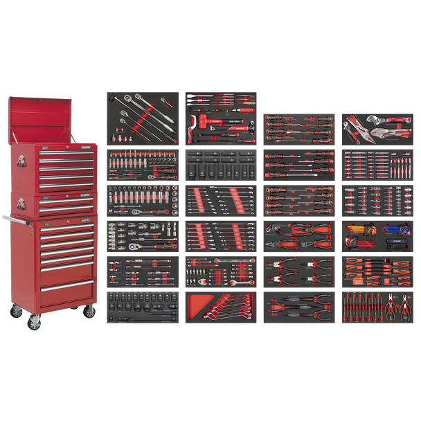 Sealey SPTCOMBO3R | Superline PRO® Tool Chest Combination 14 Drawer with 447pc Tool Kit - Red