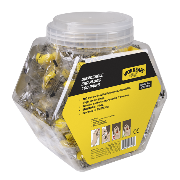 Sealey 403/100 | Worksafe Disposable Ear Plugs - 100 Pairs
