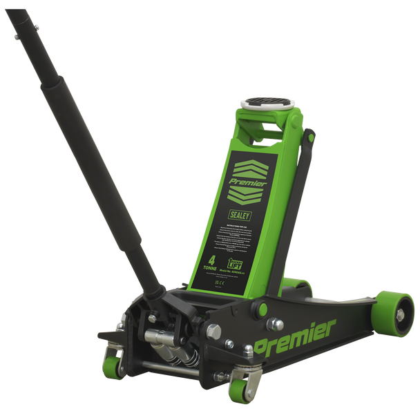 Sealey 4040AG | Premier Low Profile Trolley Jack with Rocket Lift 4 Tonne - Green