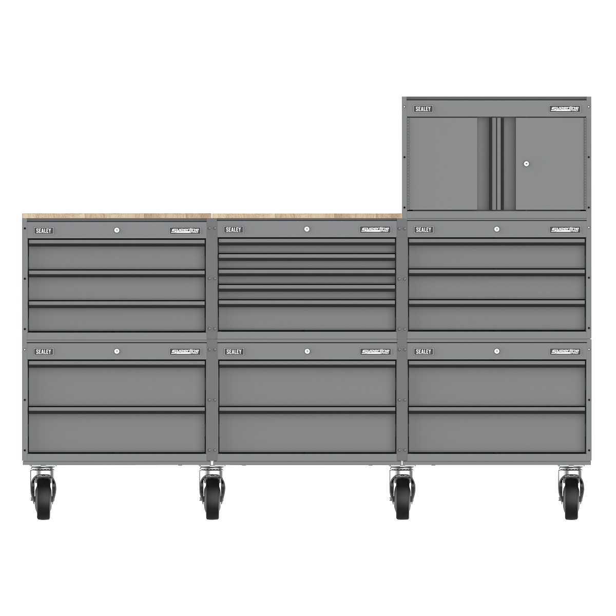 Sealey APMSCCOMBO3 | Superline PRO® Storage System with Rubber Wood Worktop 2.03m