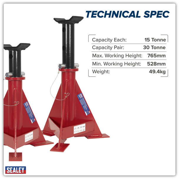 Sealey AS15000 | Axle Stands (Pair) 15 Tonne Capacity per Stand