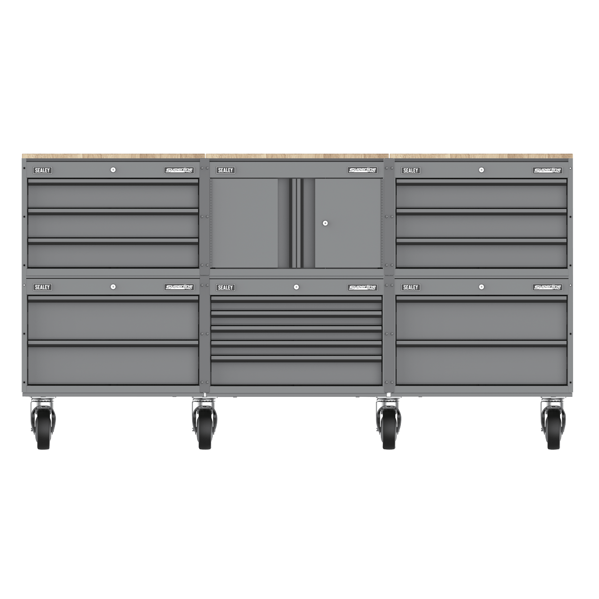 Sealey APMSCCOMBO4 | Superline PRO® Storage System with Rubber Wood Worktop 2.03m