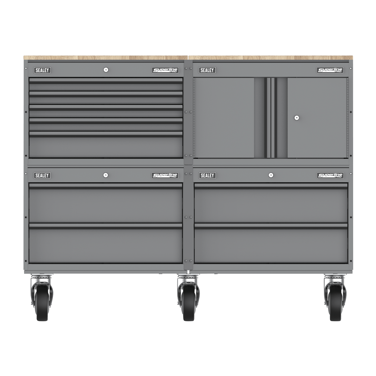 Sealey APMSCCOMBO5 | Superline PRO® Storage System with Rubber Wood Worktop 1.36m