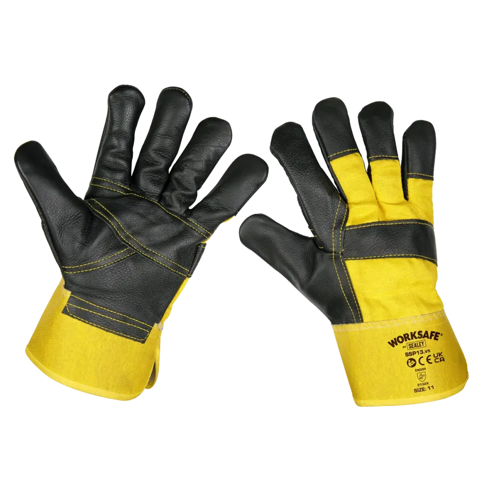 Sealey SSP13/6 ⏐ Worksafe® Rigger’s Gloves with Hide Palm – Pack of 6 Pairs