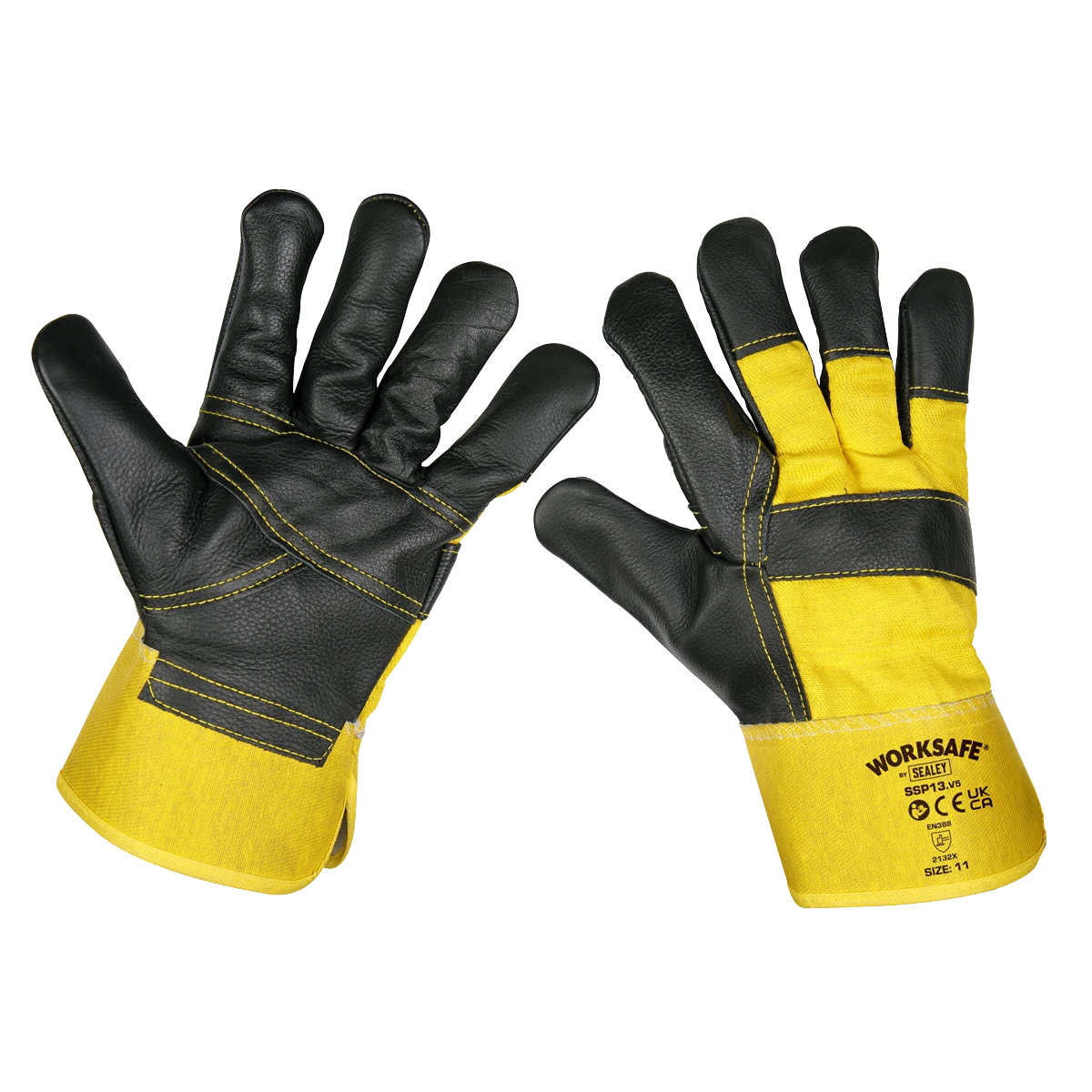 Sealey SSP13/6 ⏐ Worksafe® Rigger’s Gloves with Hide Palm – Pack of 6 Pairs
