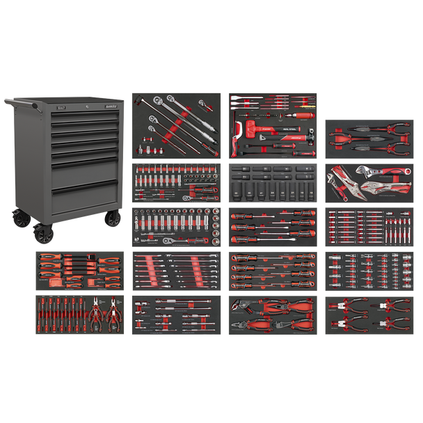 Sealey SPTCOMBO4G | Superline PRO® Roll Cab 7 Drawer with 305pc Tool Kit - Grey