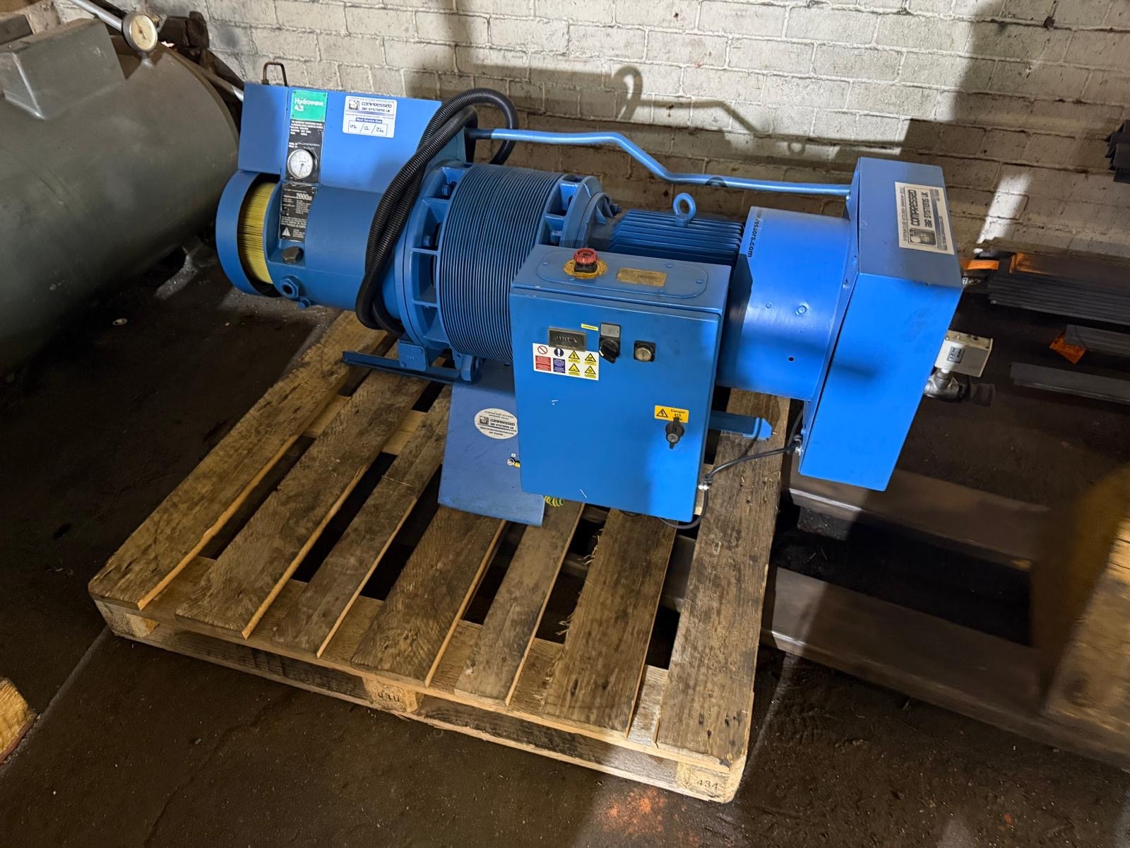 Existing Hydrovane compressor prior to replacement at Arcadian Products
