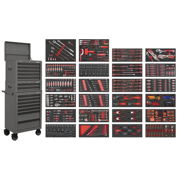 Sealey SPTCOMBO3G | Superline PRO® Tool Chest Combination 14 Drawer with 447pc Tool Kit - Grey