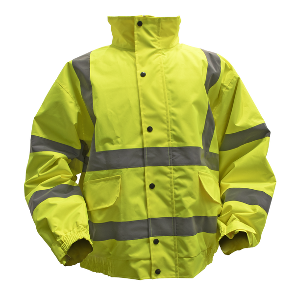 Sealey 802XXL | Worksafe Hi-Vis Yellow Jacket with Quilted Lining, Elasticated Waist & Cuffs - XX-Large