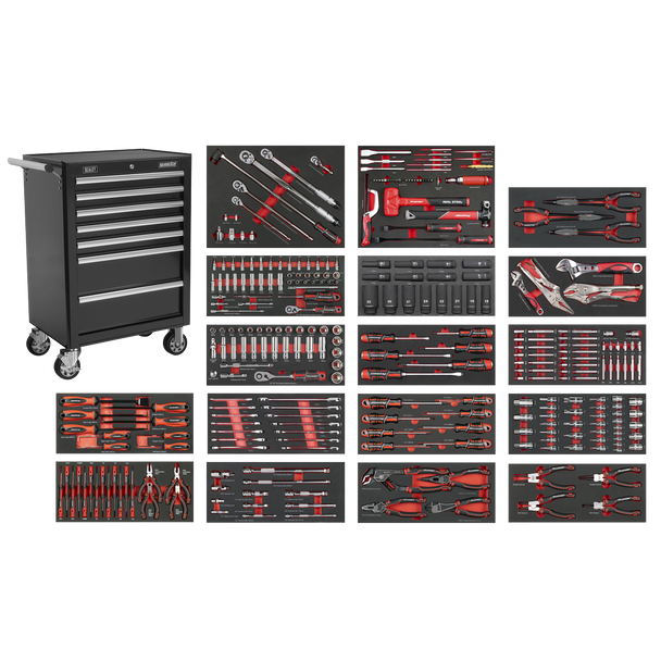 Sealey SPTCOMBO4B | Superline PRO® Roll Cab 7 Drawer with 305pc Tool Kit - Black
