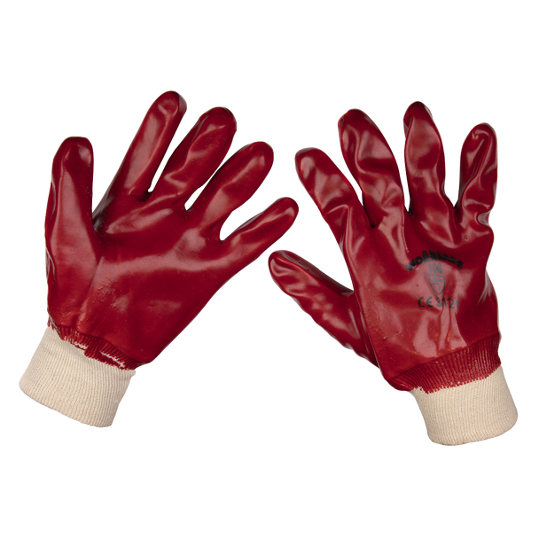 Sealey 9106L | Worksafe PVC Knit Wrist Gloves, Large - Pair