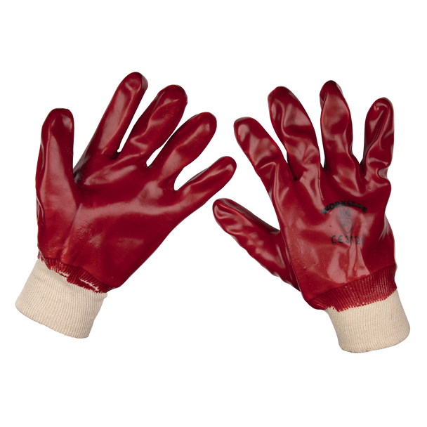 Sealey 9106XL/12 | Worksafe PVC Knit Wrist Gloves, X-Large - Pack of 12 Pairs